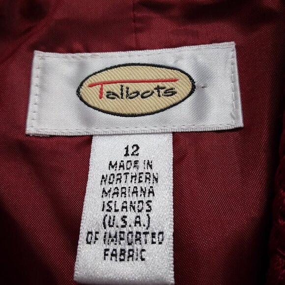 Talbots | Silk Wool Blend Blazer Jacket Cranberry Red | Size 12 - Picture 8 of 9